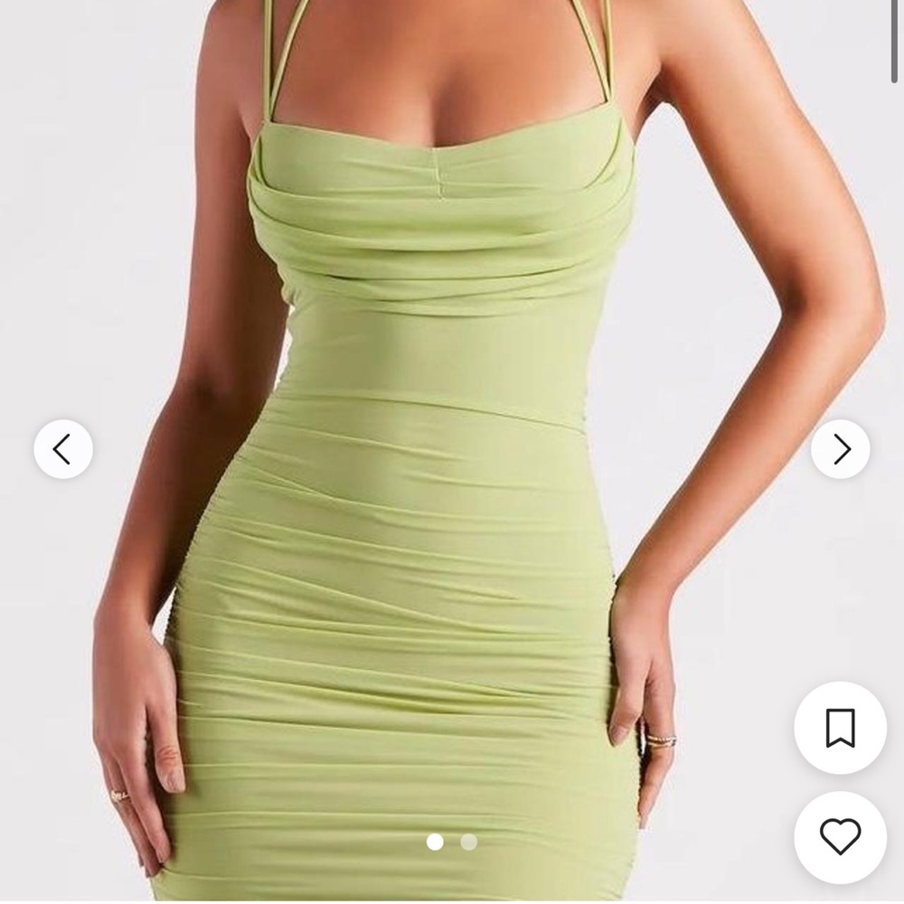 Windsor Lime Green Ruched Mini Bodycon Dress